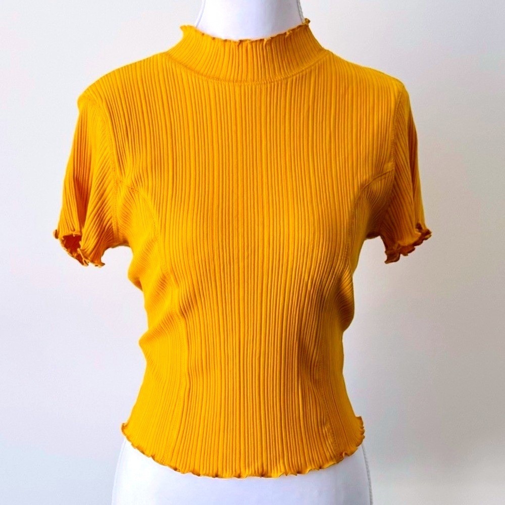 Yellow Mock Turtleneck Ribbed Wild Fable Sz S